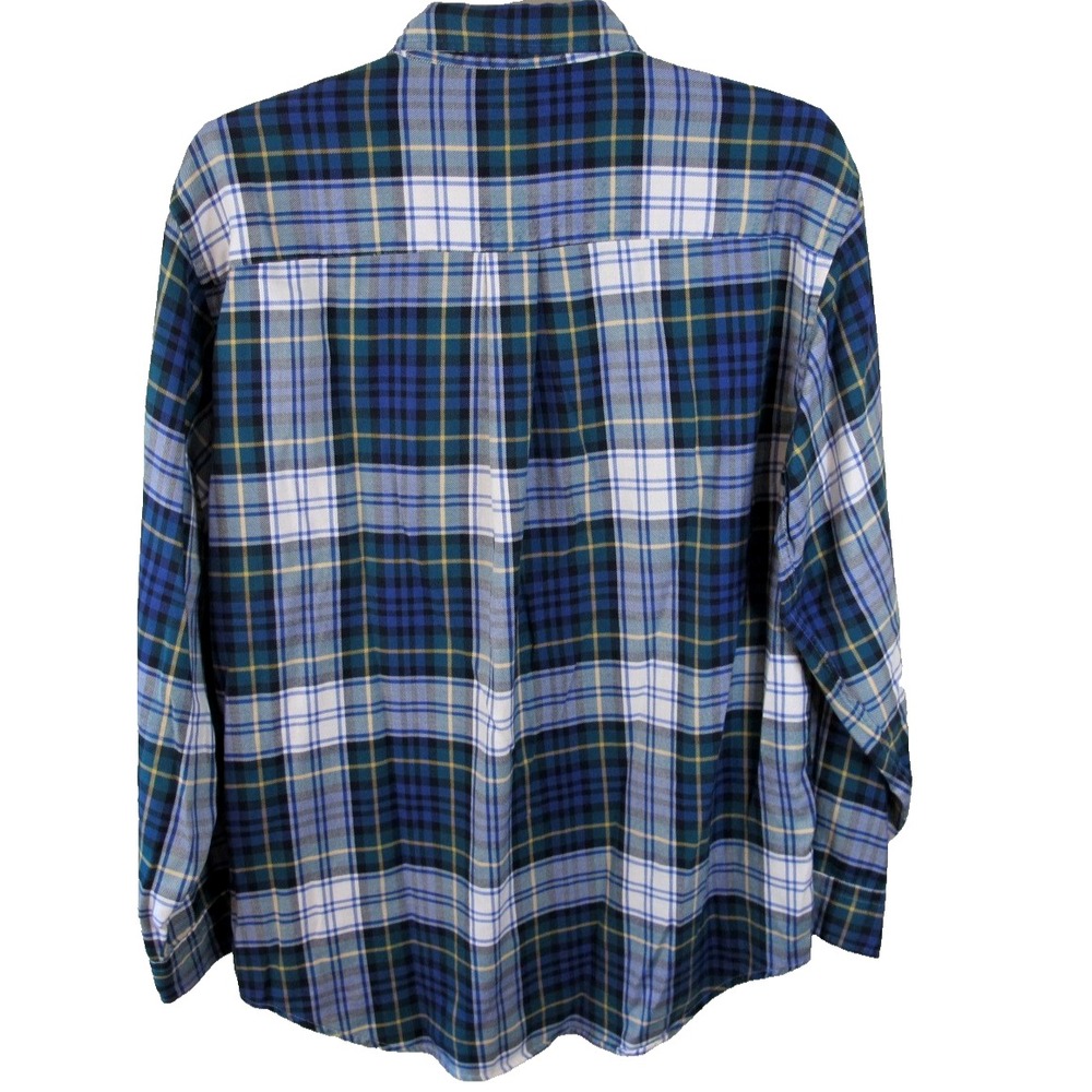 Lands' End Long Sleeve Button Down Flannel Shirt Men's Large Tall Green Plaid - Picture 5 of 6